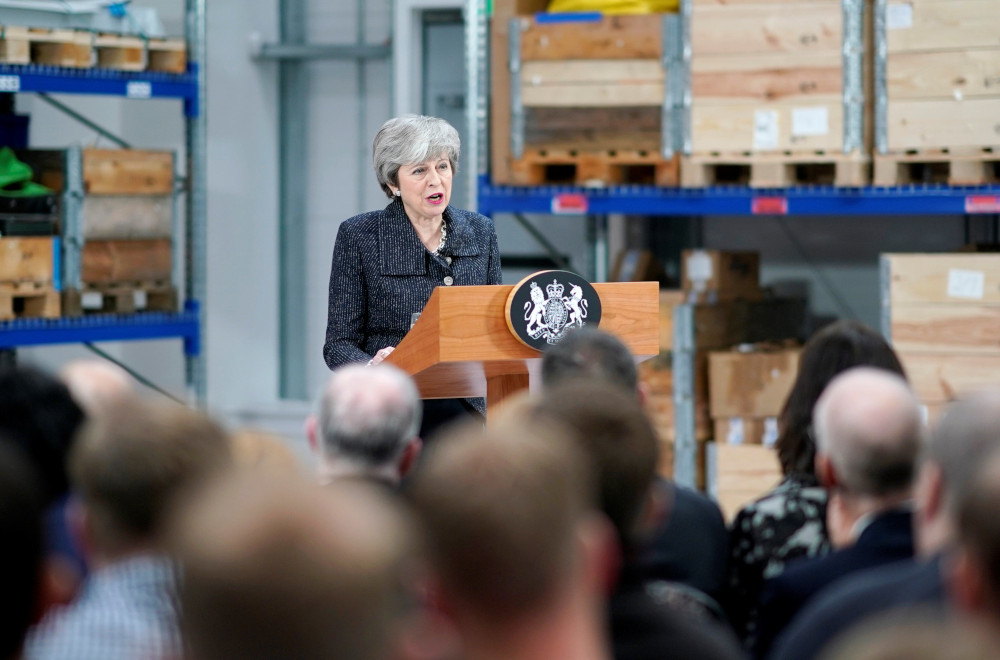 British Prime Minister Theresa May delivers a speech during her visit in Grimsby, Lincolnshire, Britain March 8, 2019. u00e2u20acu201d Reuters pic